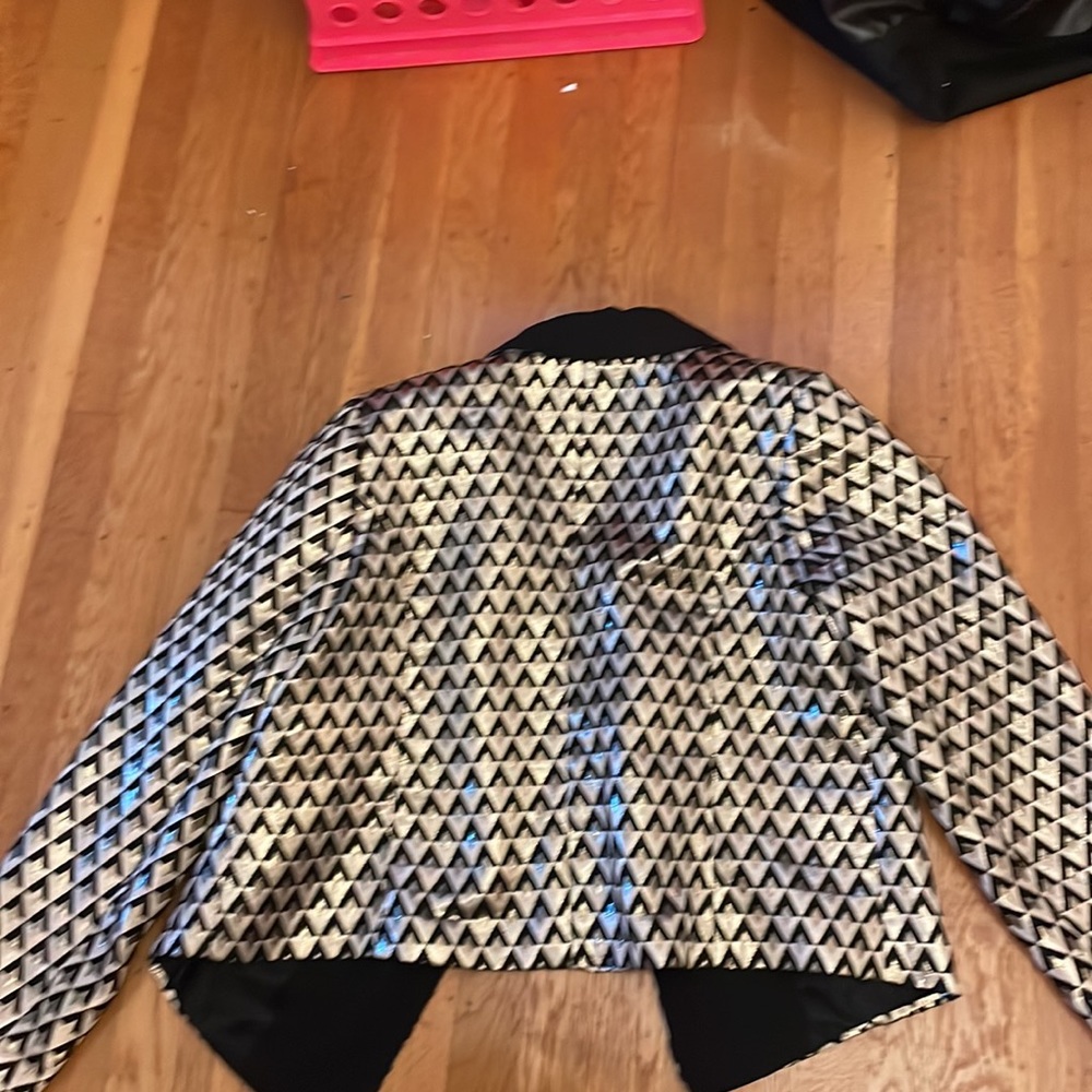 ELOQUII 3716 METALLIC GEOMETRIC EVENING TUXEDO BLAZER JACKET